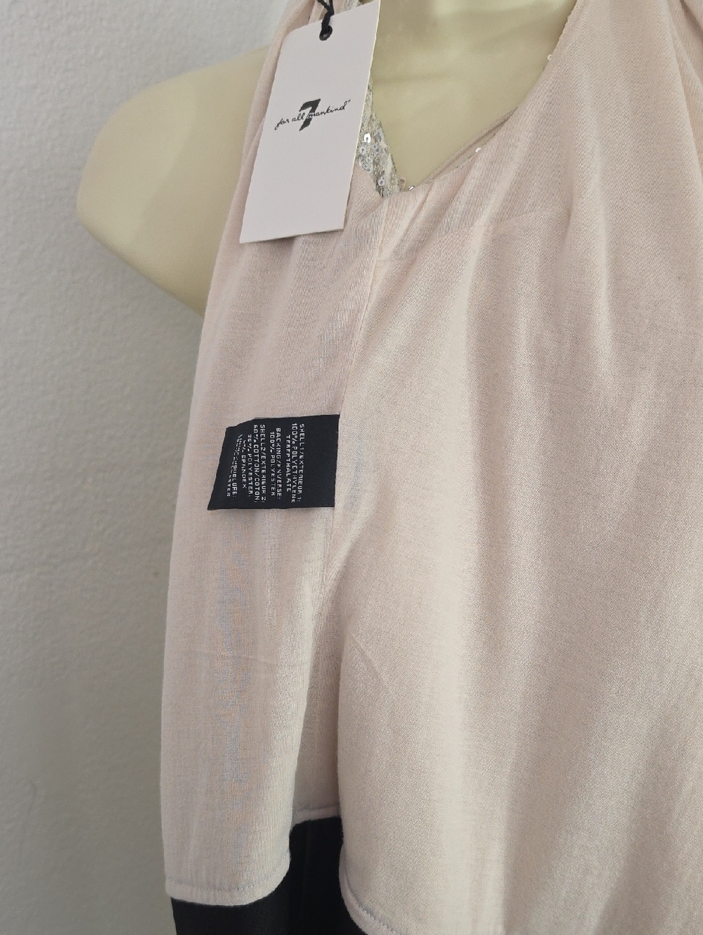 7 for all mankind Sleeveless Sequin Tank Style Mock Neck Bodysuit Silver Size M - Picture 15 of 17